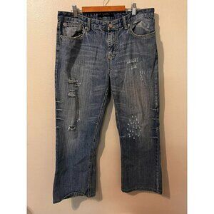 Men's Carbon Black Distressed Jeans Size 34 x 32 [EXCELLENT]